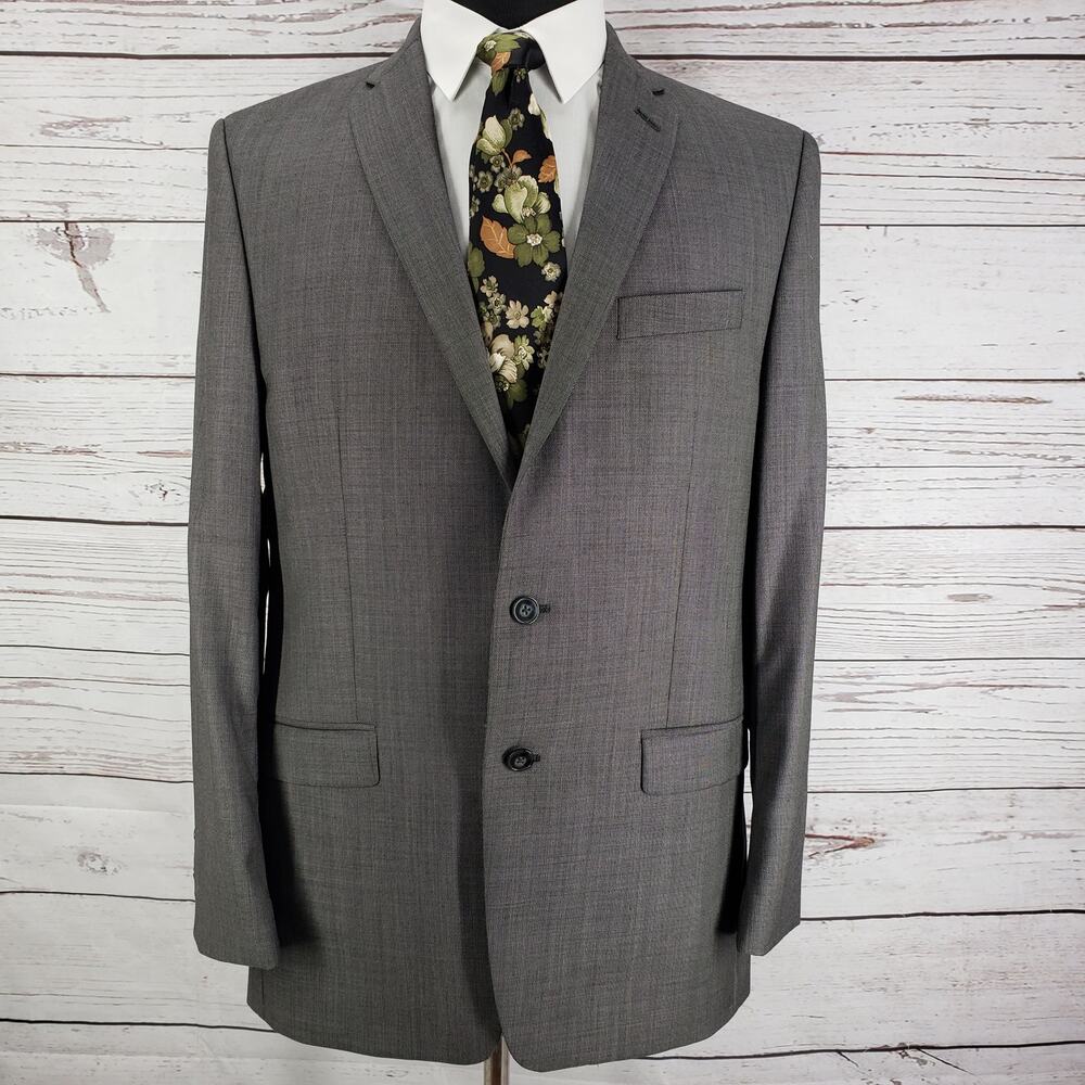 Calvin Klein Men's Gray Wool Slim Fit Sportscoat Blazer Jacket Size 42L